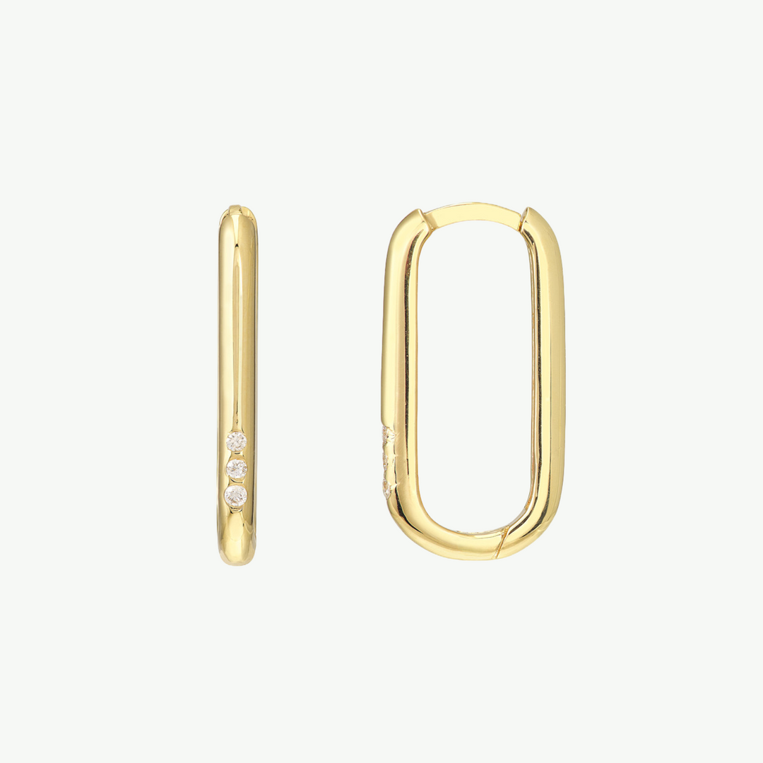 Paper Clip Diamond Hoop Earrings Sonu Company